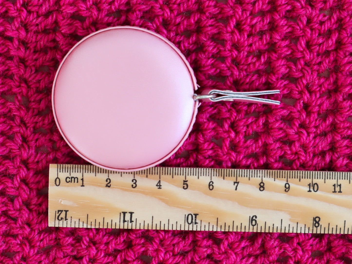 Pink Faux Leather Retractable Tape Measure sewing crochet knitting soft measuring tape crochet notions tools gift for crafters crocheters