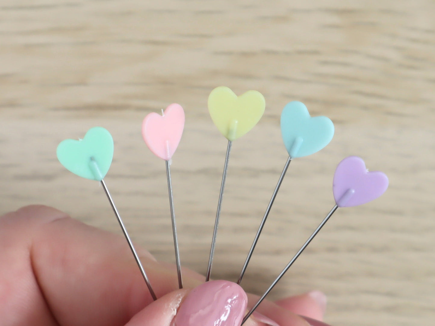 Pastel Hearts sewing pins set of 10