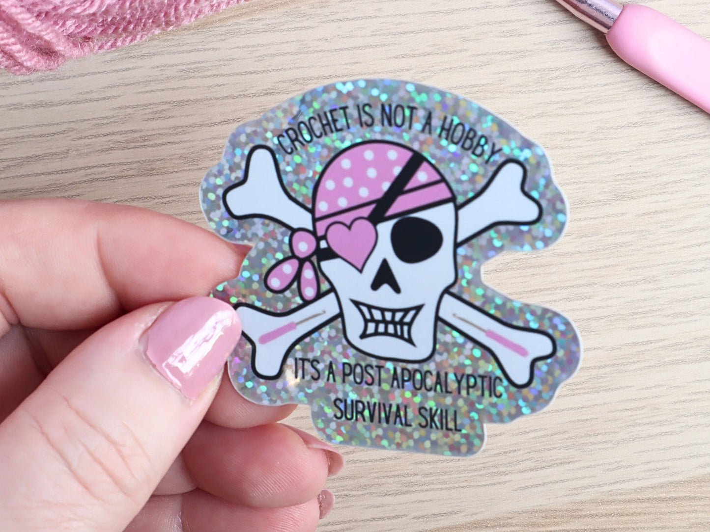 Holographic Funny Crochet Die Cut Sticker