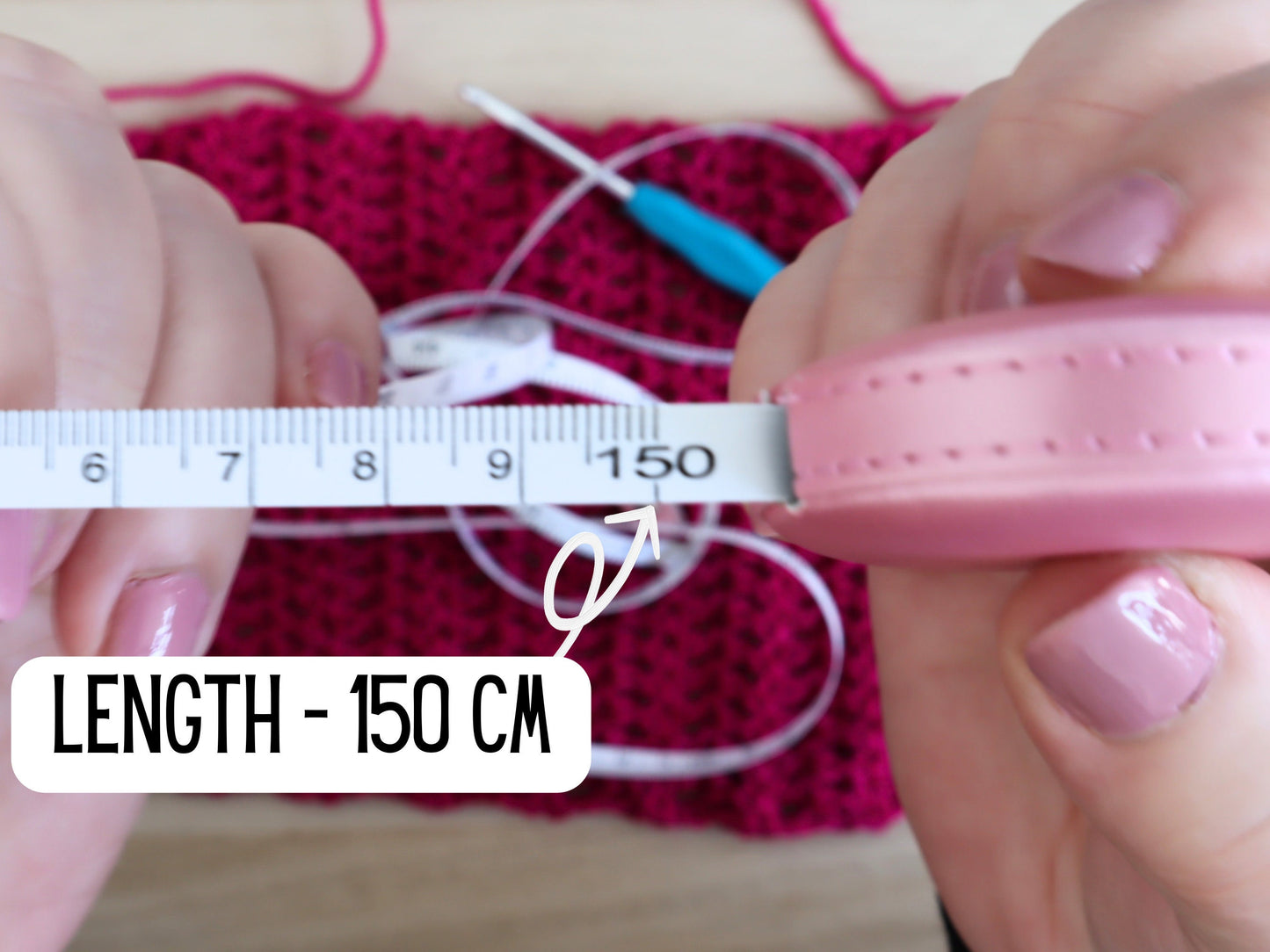 Pink Faux Leather Retractable Tape Measure sewing crochet knitting soft measuring tape crochet notions tools gift for crafters crocheters