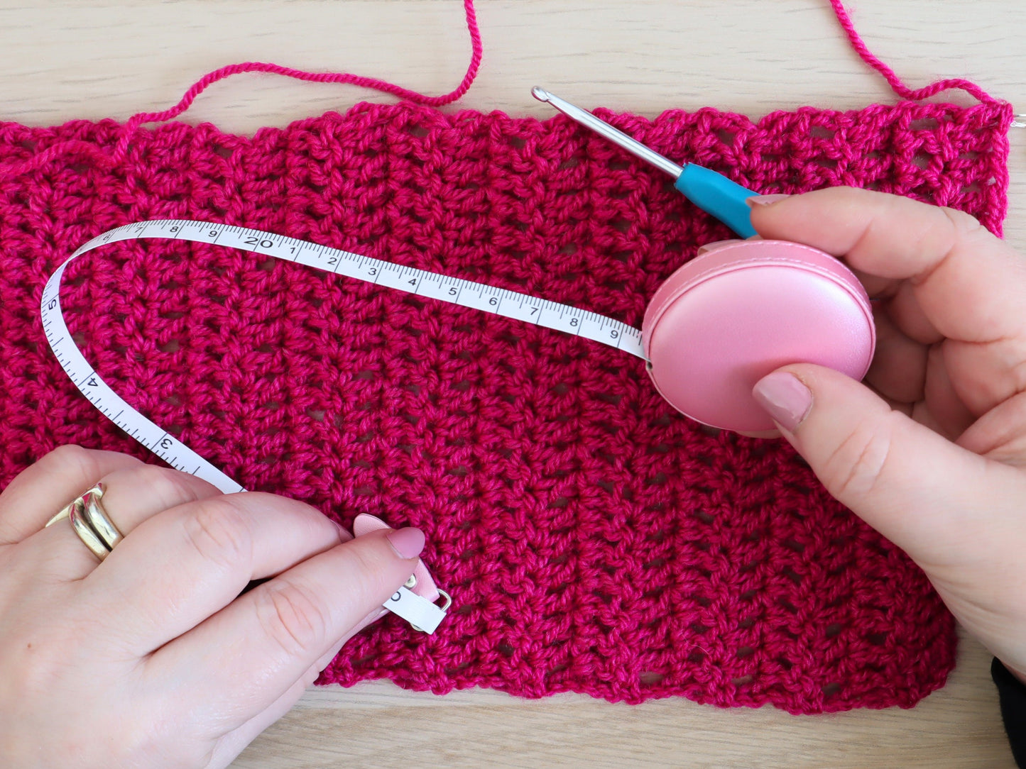 Pink Faux Leather Retractable Tape Measure sewing crochet knitting soft measuring tape crochet notions tools gift for crafters crocheters