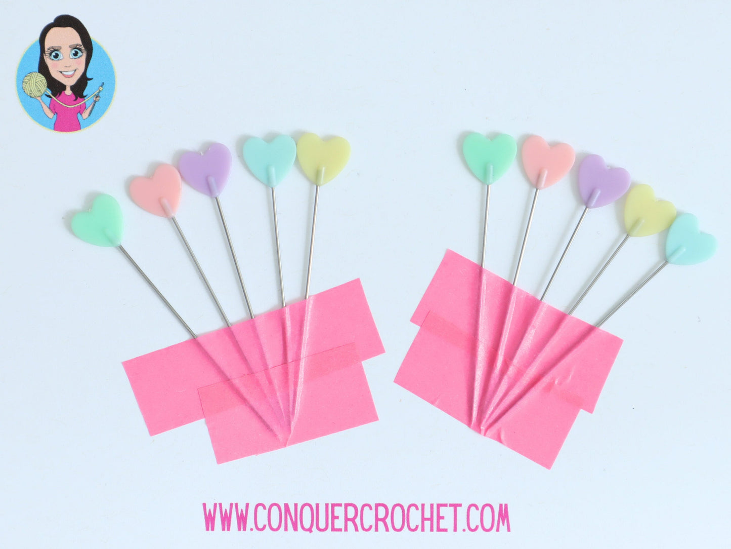 Pastel Hearts sewing pins set of 10