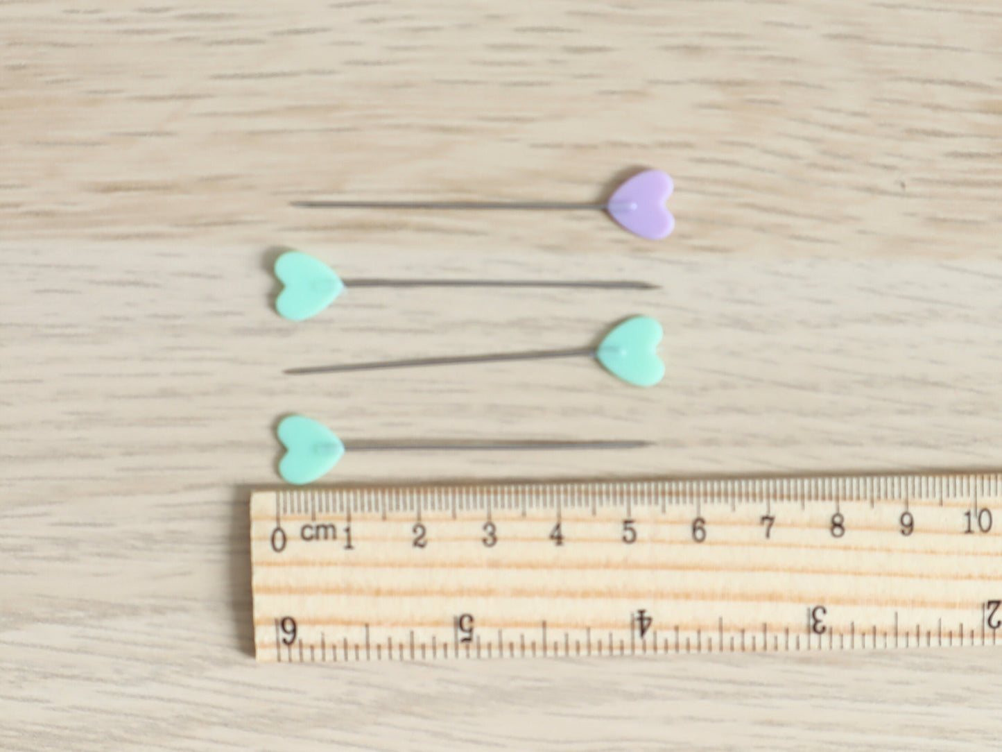 Pastel Hearts sewing pins set of 10
