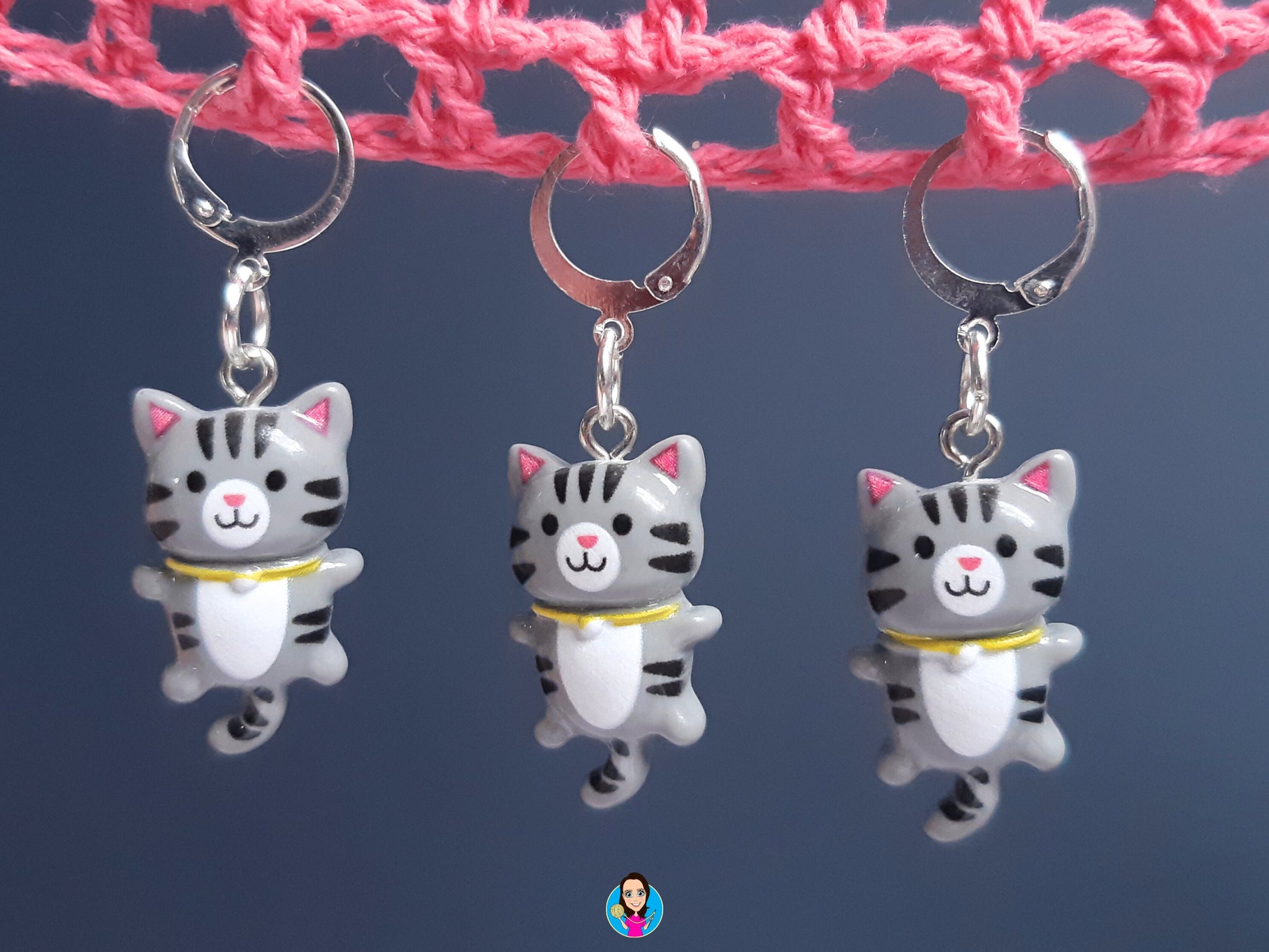 Cute Grey Cat Kawaii Stitch Marker