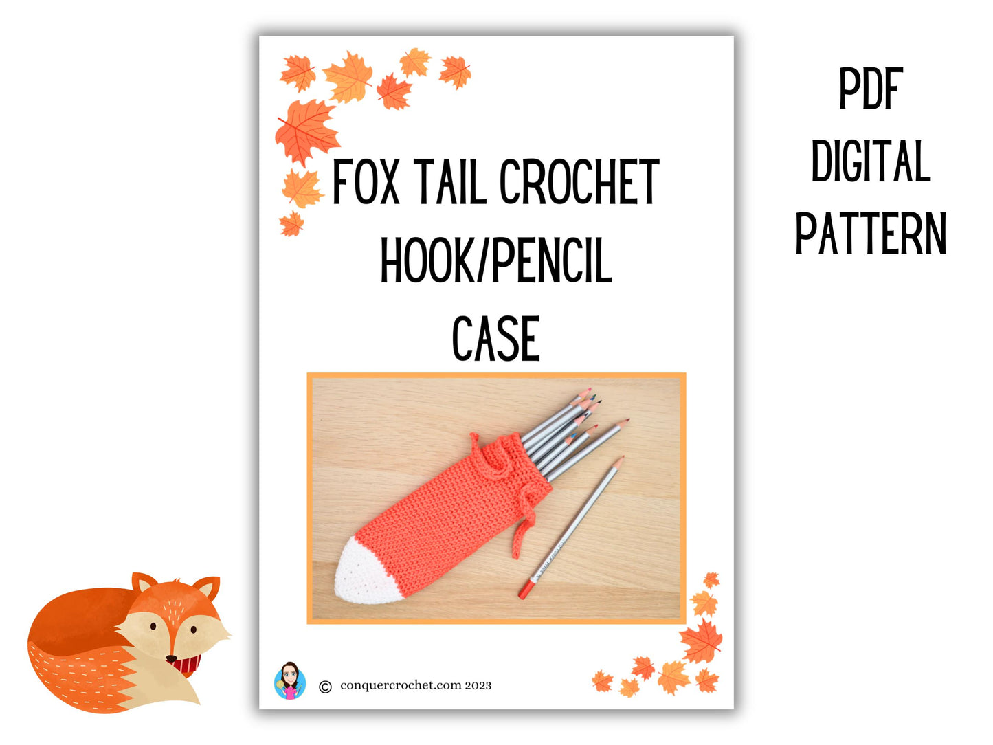 Fox Tail Pencil Case Crochet Pattern. Fox crochet pattern. Digital crochet pattern for fox lovers. Beginner fox tail crochet pattern.