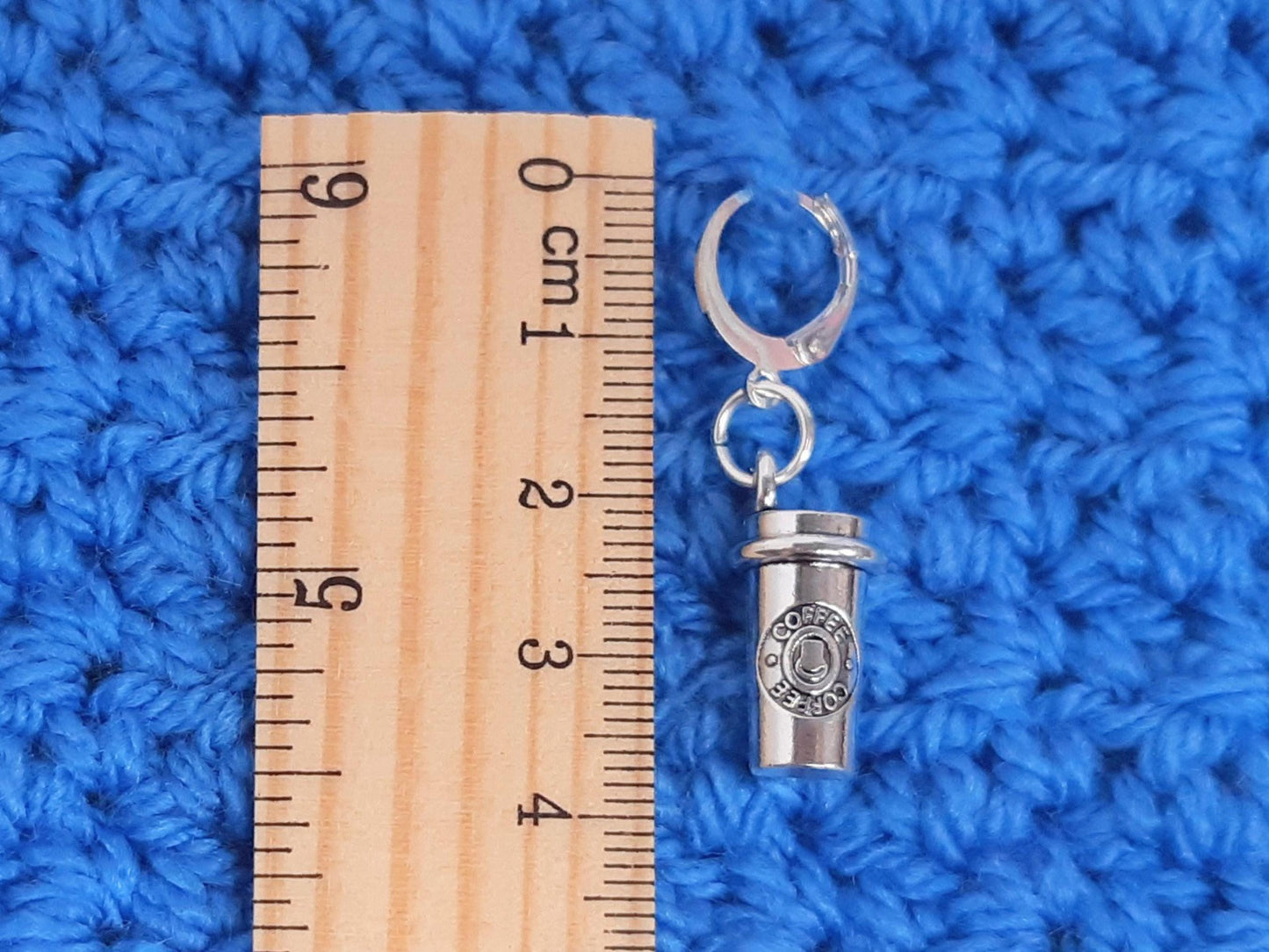 Coffee Cup Charm Silver Stitch Marker
