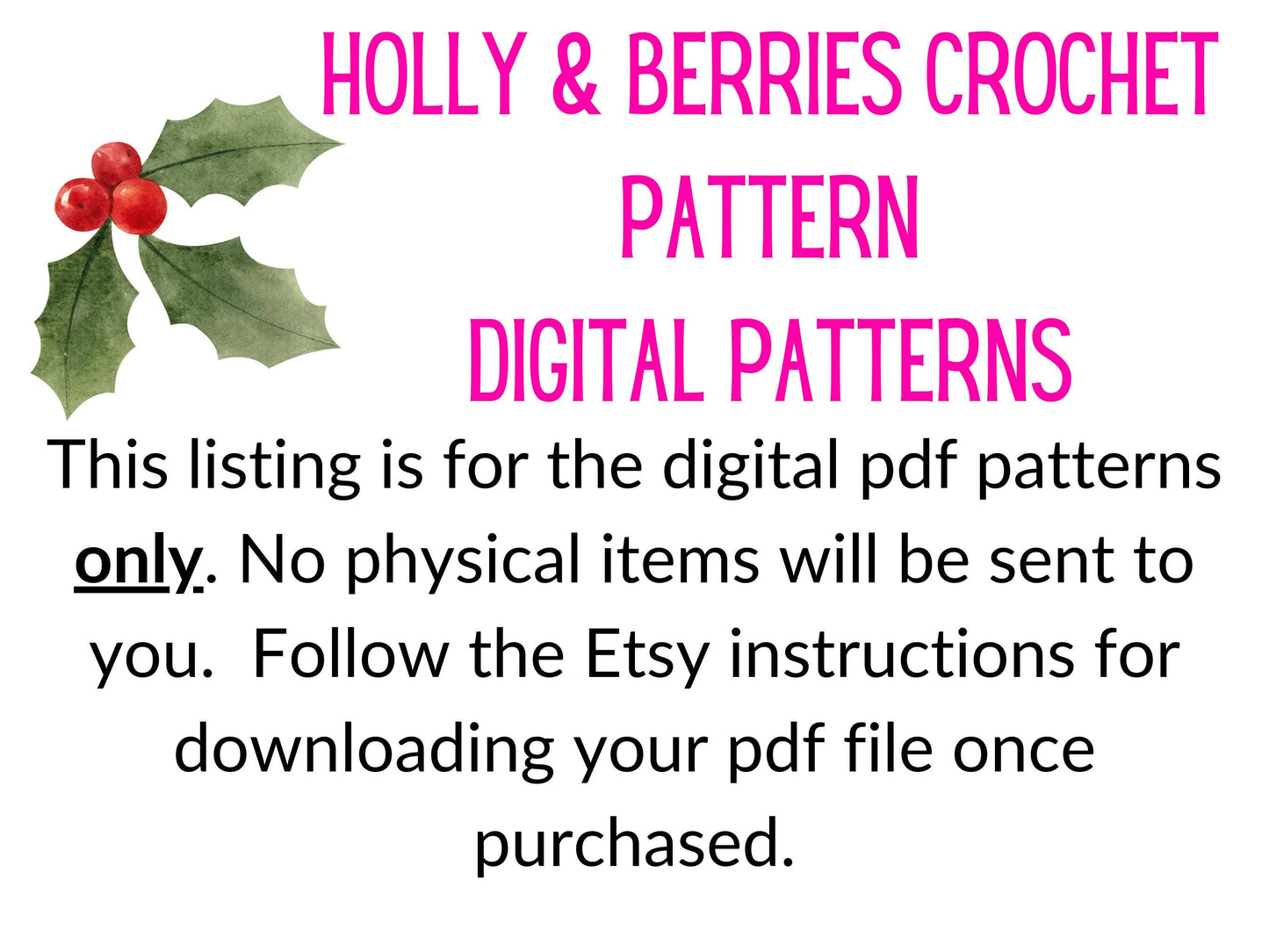 Holly and Berries Applique Crochet Pattern