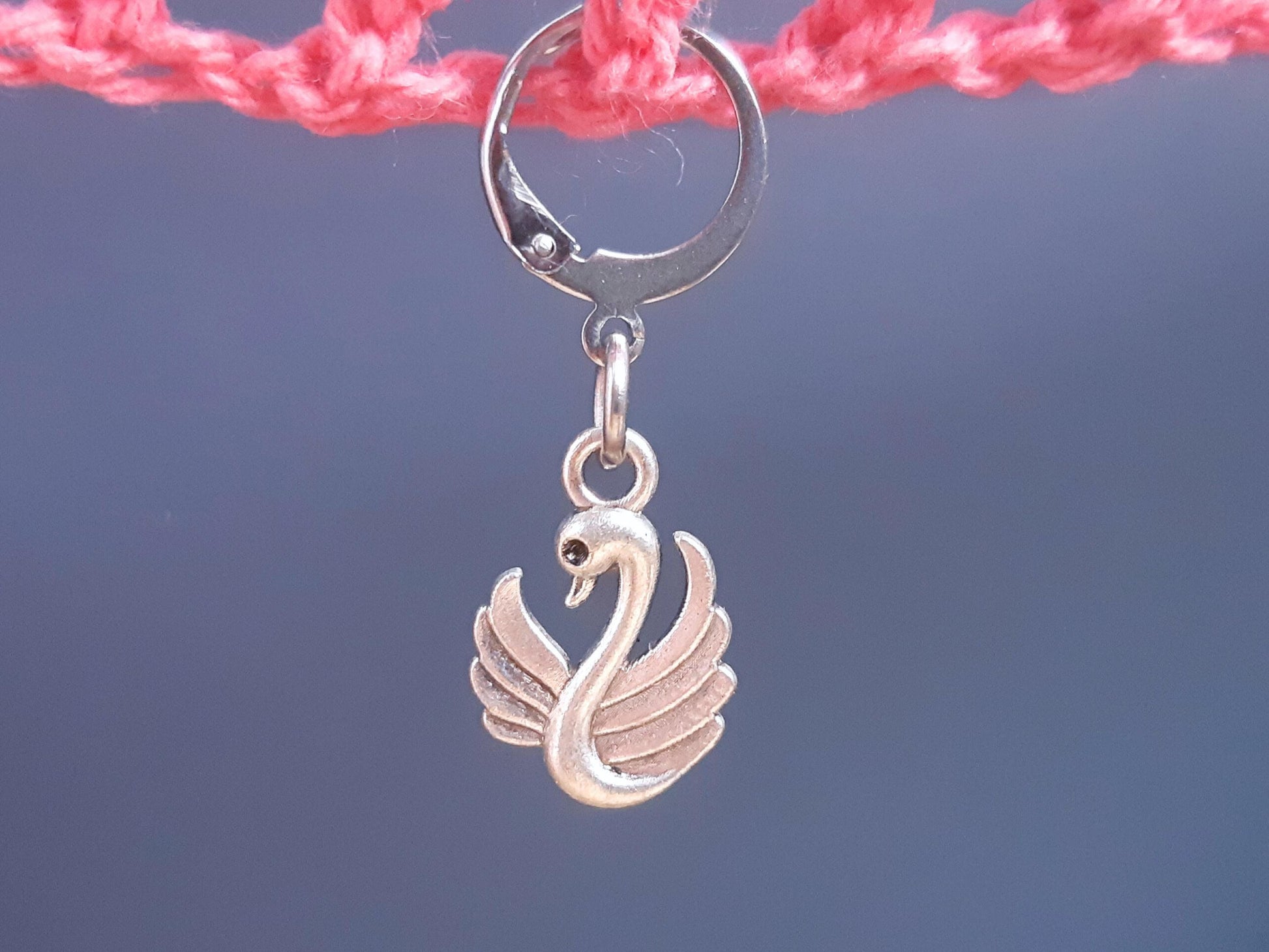 Swan Charm Silver Stitch Marker
