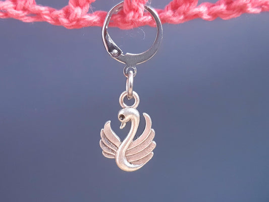 Swan Charm Silver Stitch Marker