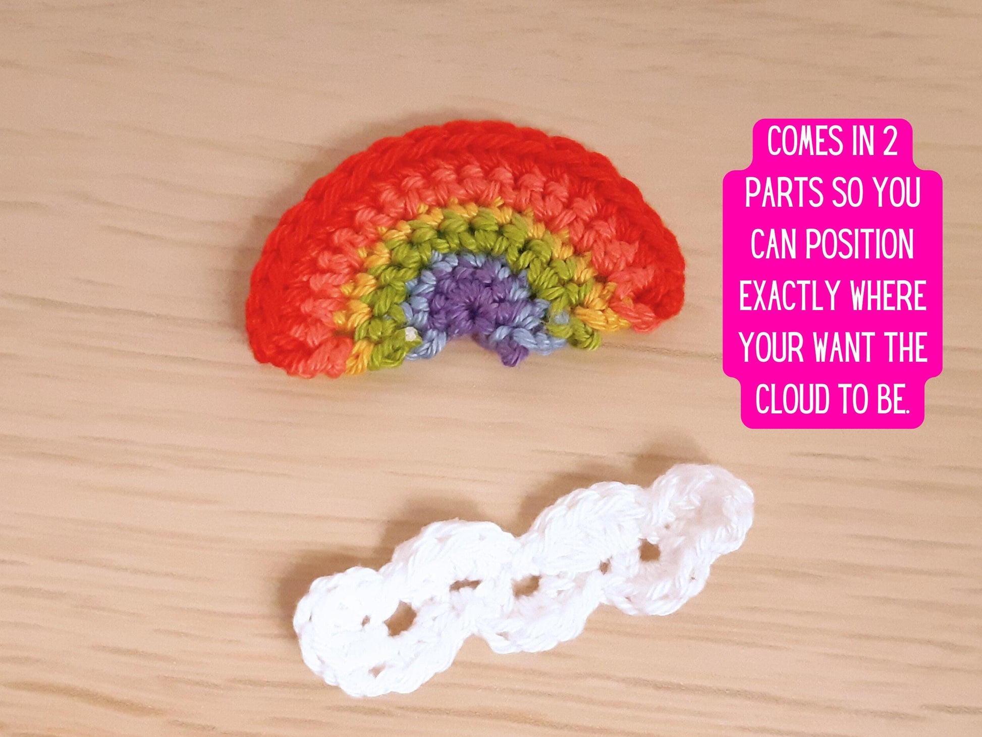 Rainbow and Cloud Sew On Crochet Patch