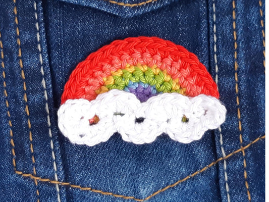 Rainbow and Cloud Sew On Crochet Patch