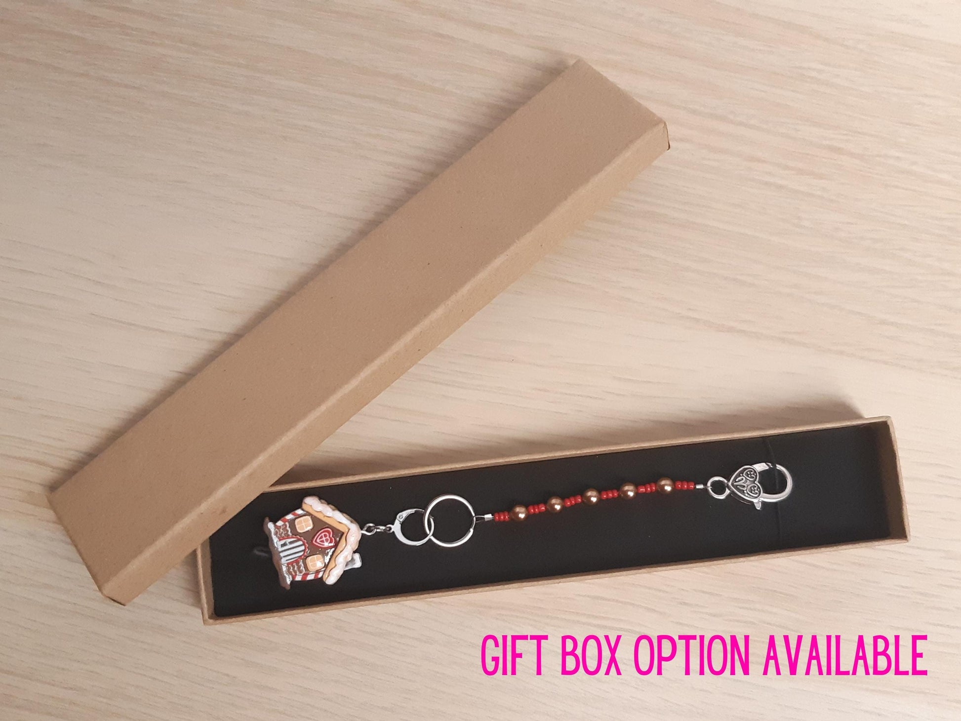 Gingerbread House Beaded Scissor Fob and Stitch Marker Set