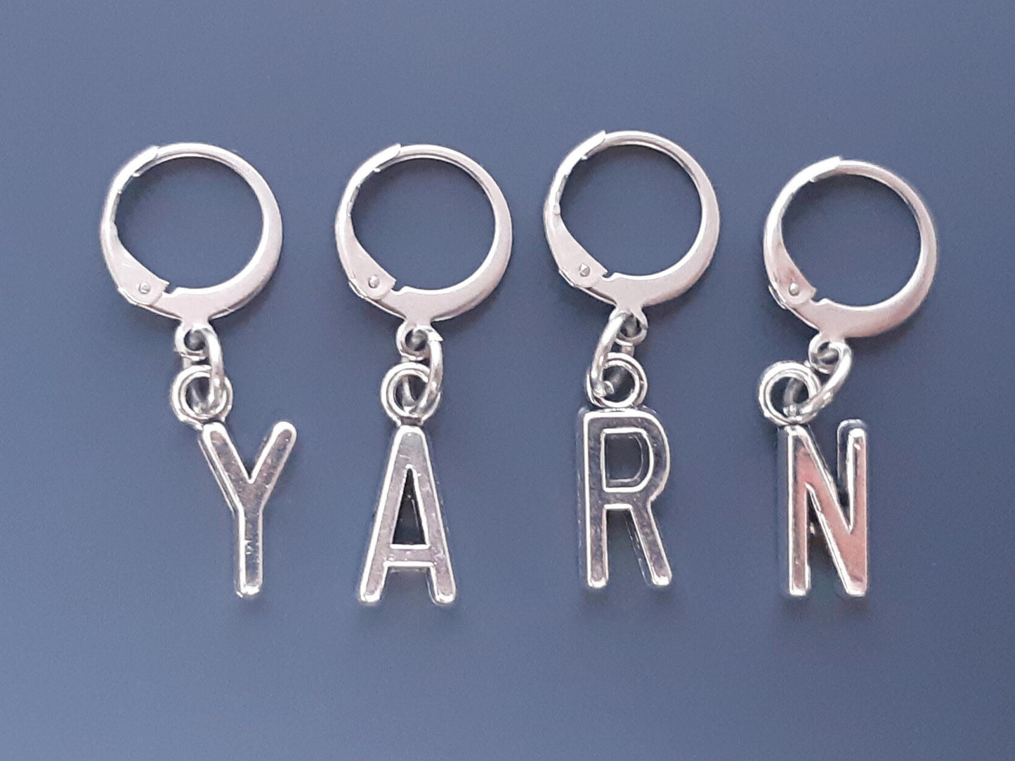 Personalised Initial Beaded Scissor Fob and Stitch Marker Set