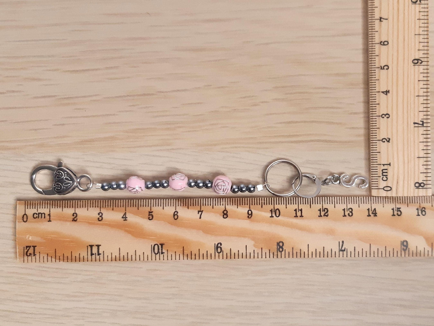 Personalised Initial Beaded Scissor Fob and Stitch Marker Set