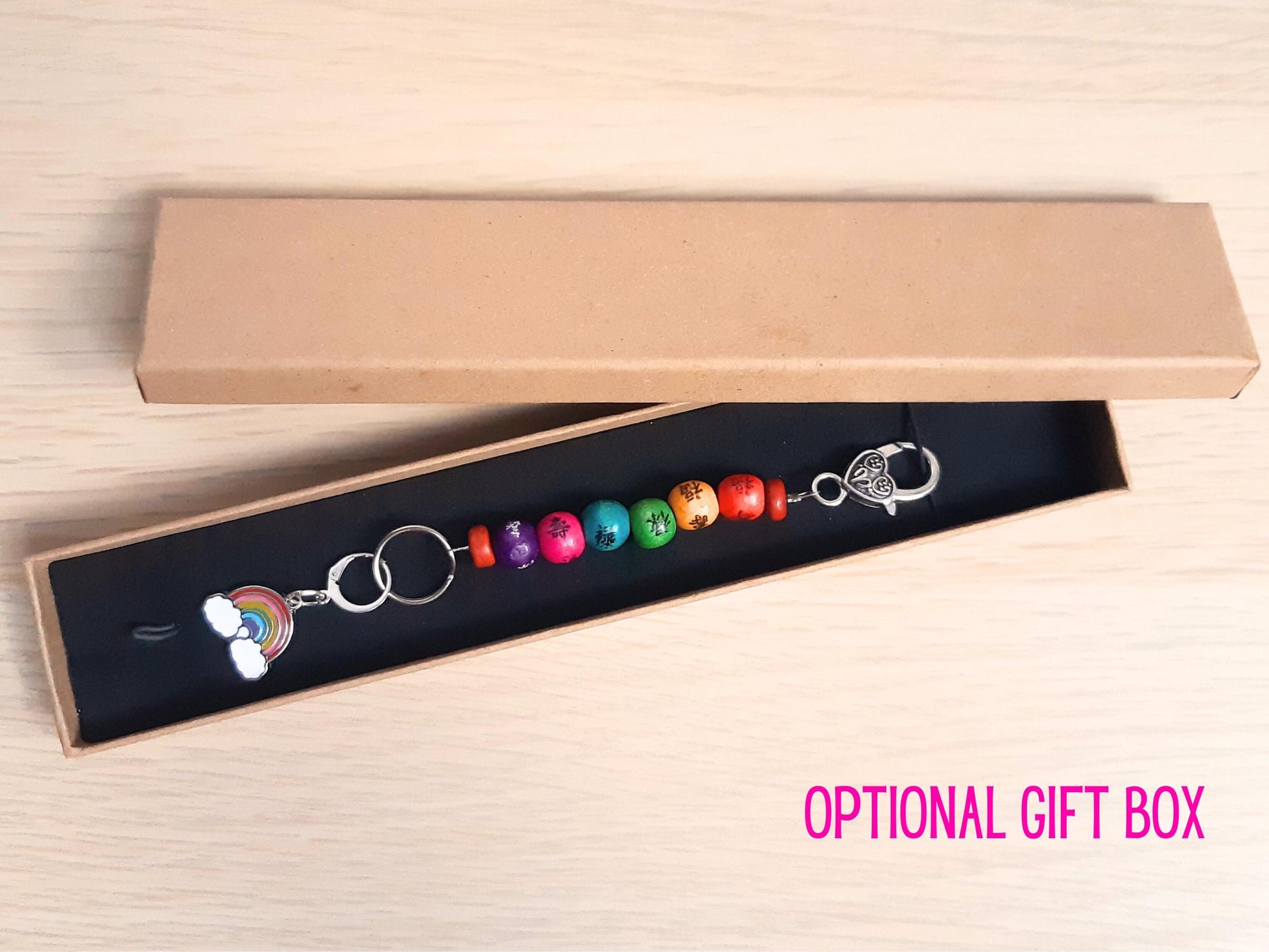 Rainbow Beaded Scissor Fob and Stitch Marker Set