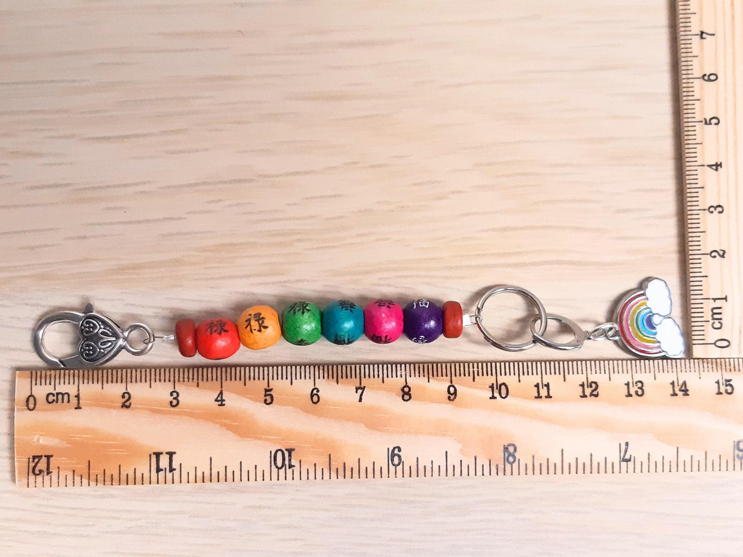 Rainbow Beaded Scissor Fob and Stitch Marker Set