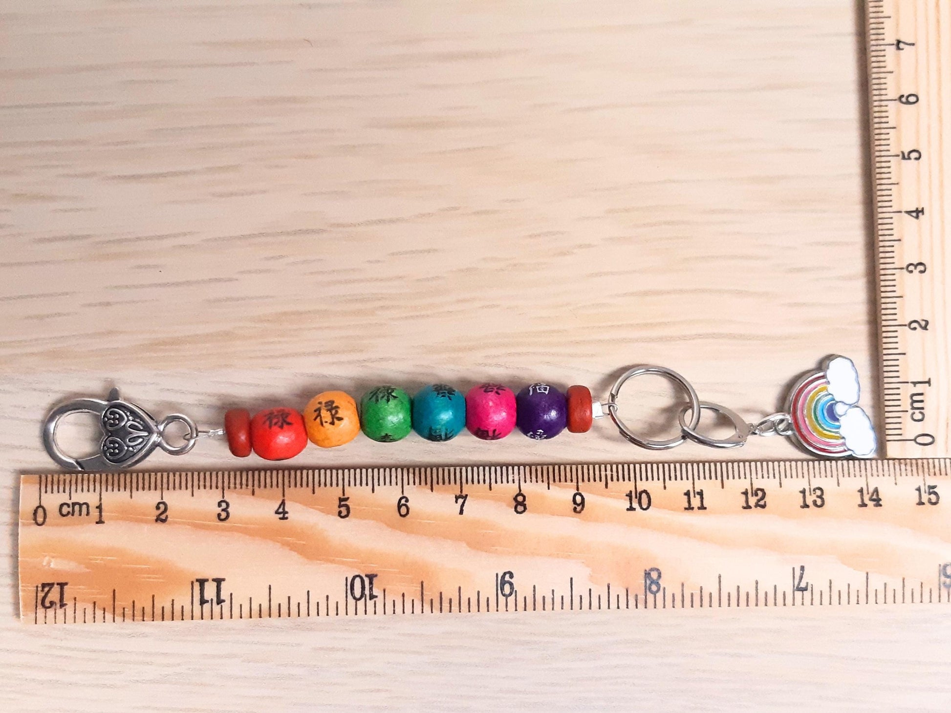 Rainbow Beaded Scissor Fob and Stitch Marker Set