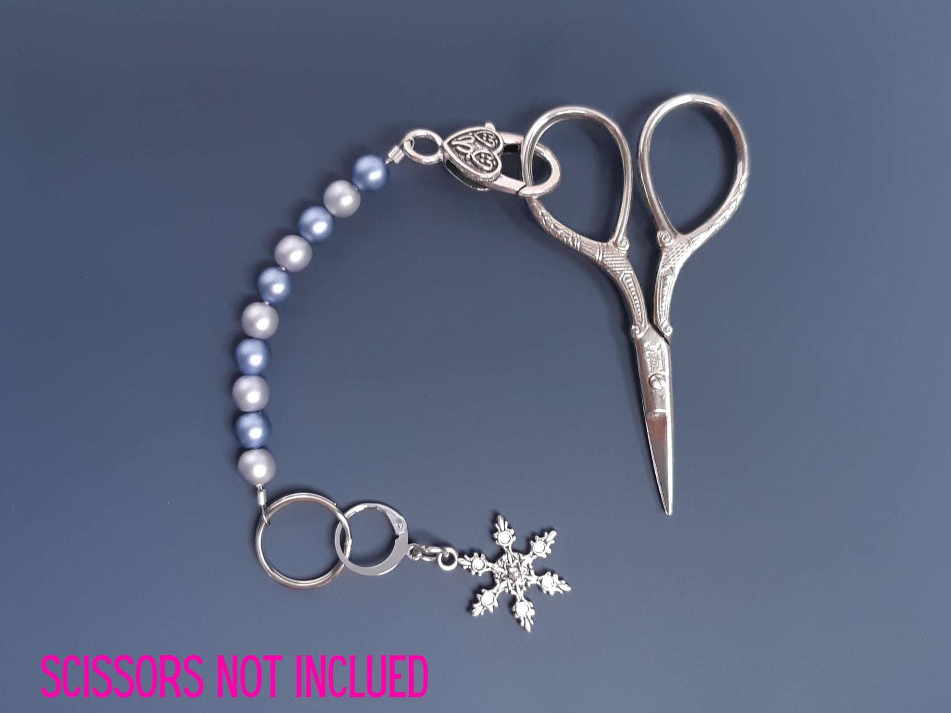 Snowflake Beaded Scissor Fob and Stitch Marker Set