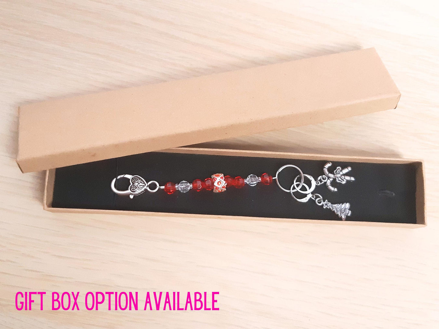 Christmas Beaded Scissor Fob and Stitch Markers Set