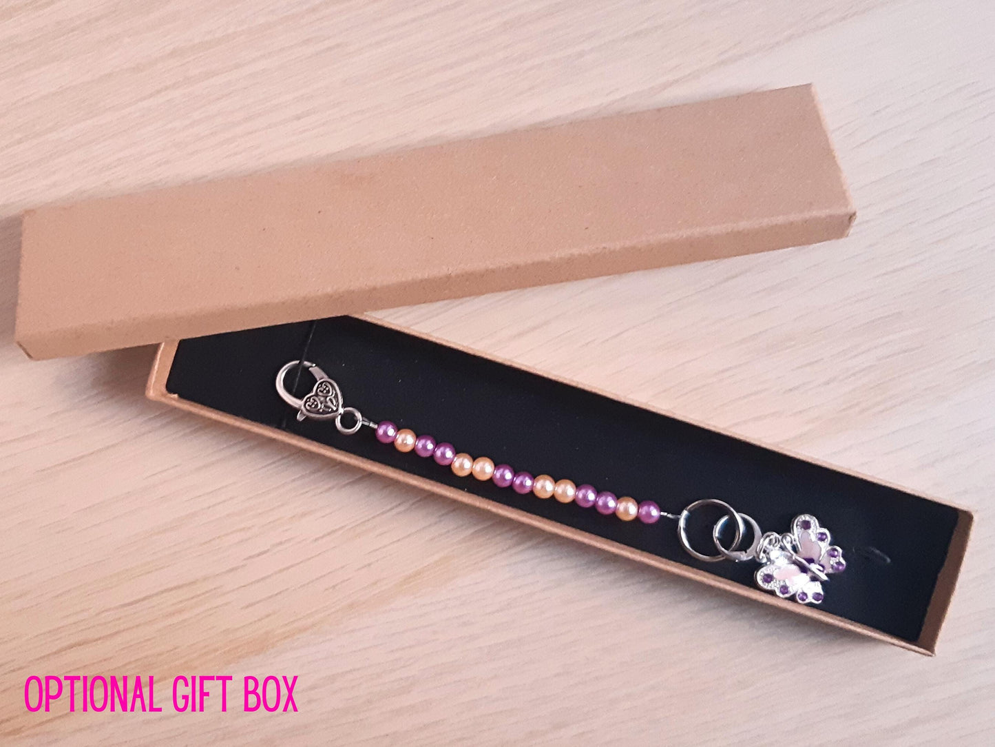 Butterfly Beaded Scissor Fob and Stitch Marker Set