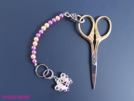 Butterfly Beaded Scissor Fob and Stitch Marker Set