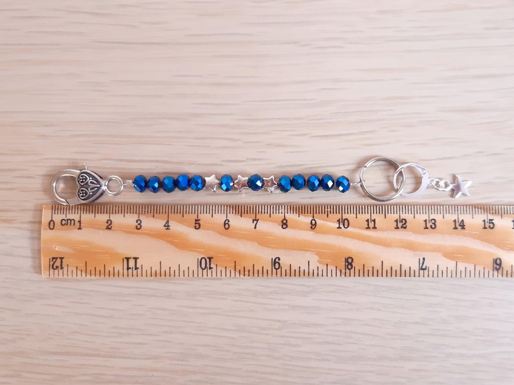 Star Blue Faceted Bead Scissor Fob Stitch Marker Set