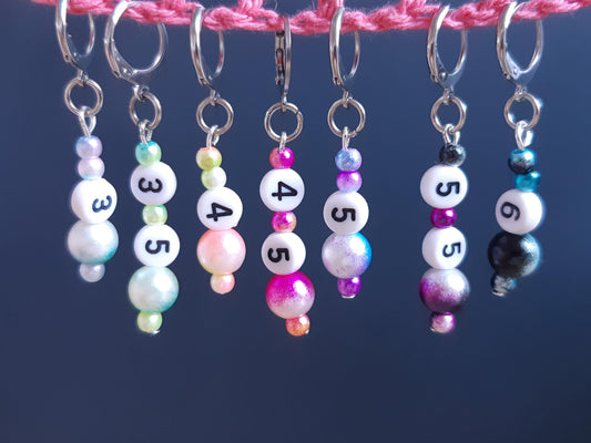 Crochet Hook Size Stitch Marker Set Of 7 On Keeper