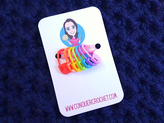 Rainbow Safety Pin Style Kawaii Stitch Marker Set Of 7