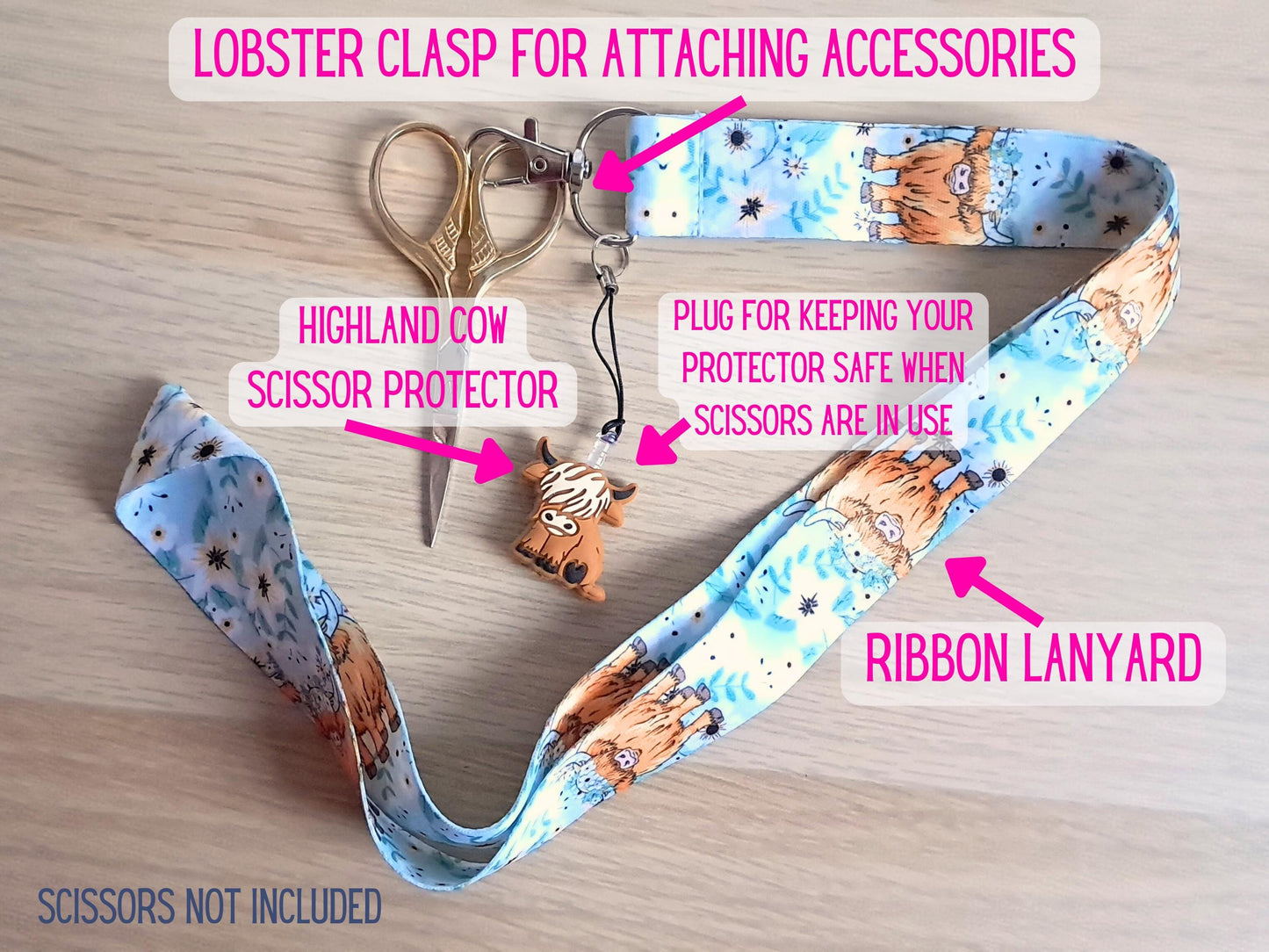 Highland Cow Lanyard Scissor Protector Set