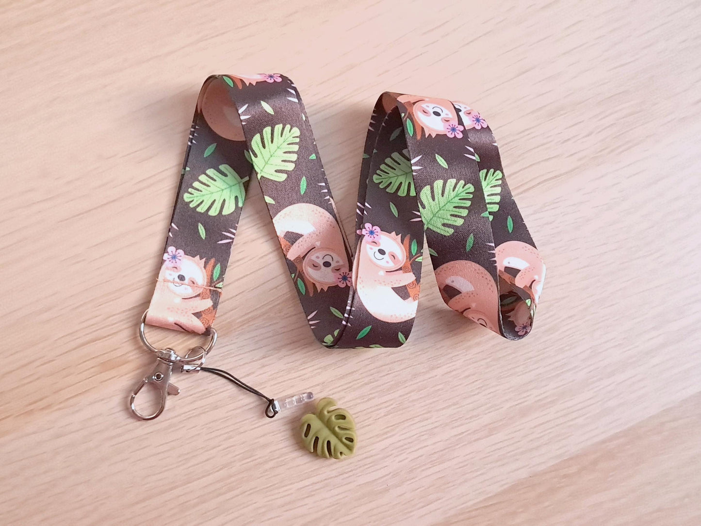 Sloth And Monstera Leaf Lanyard Scissor Protector Set