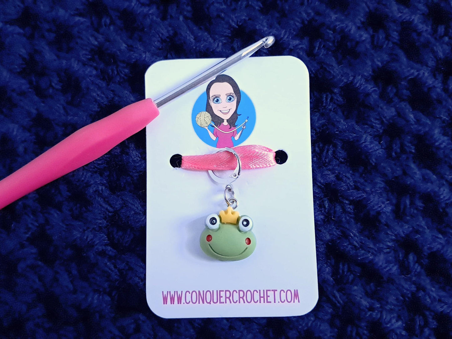 Frog with Crown Stitch Marker