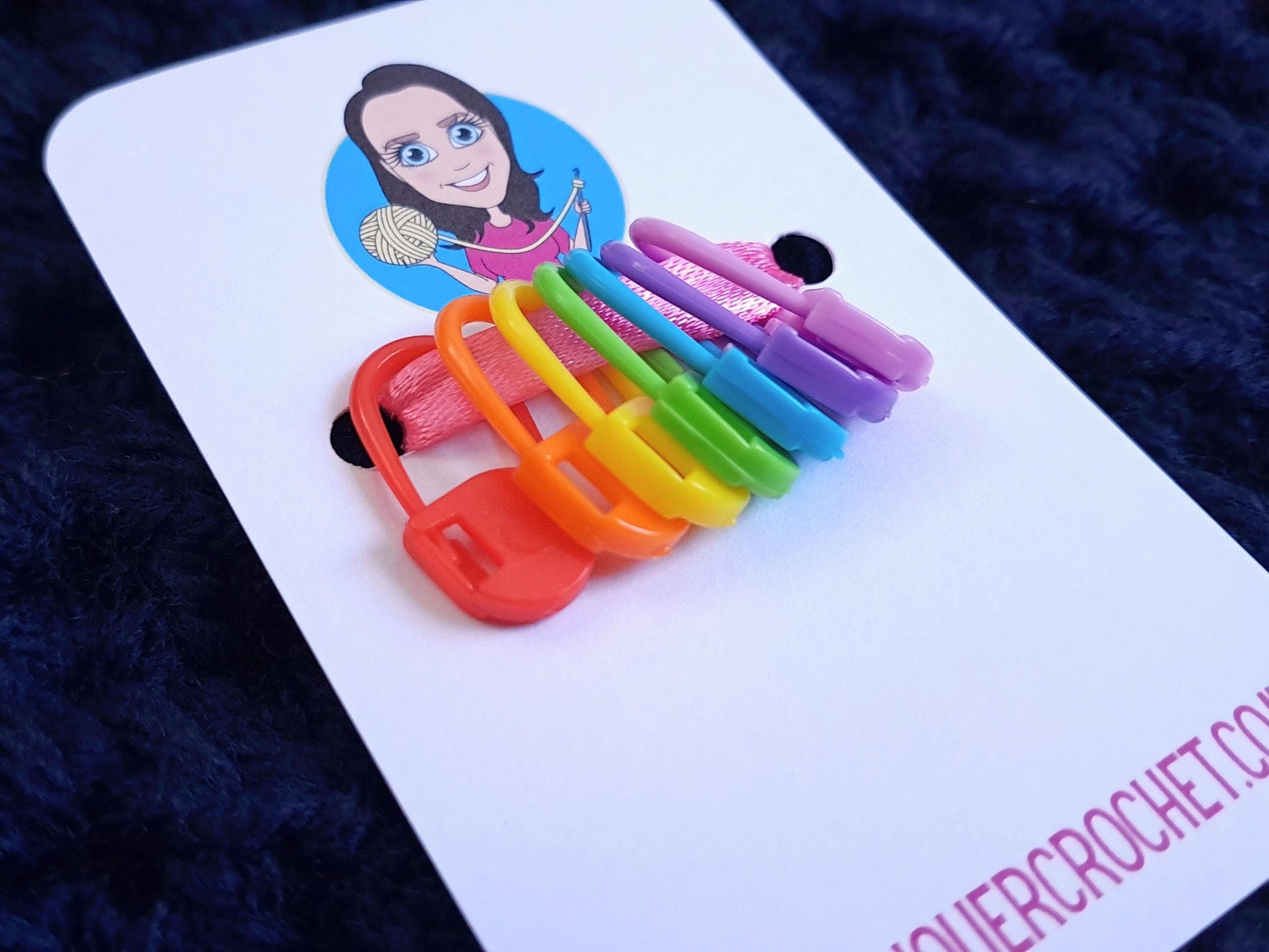 Rainbow Safety Pin Style Kawaii Stitch Marker Set Of 7