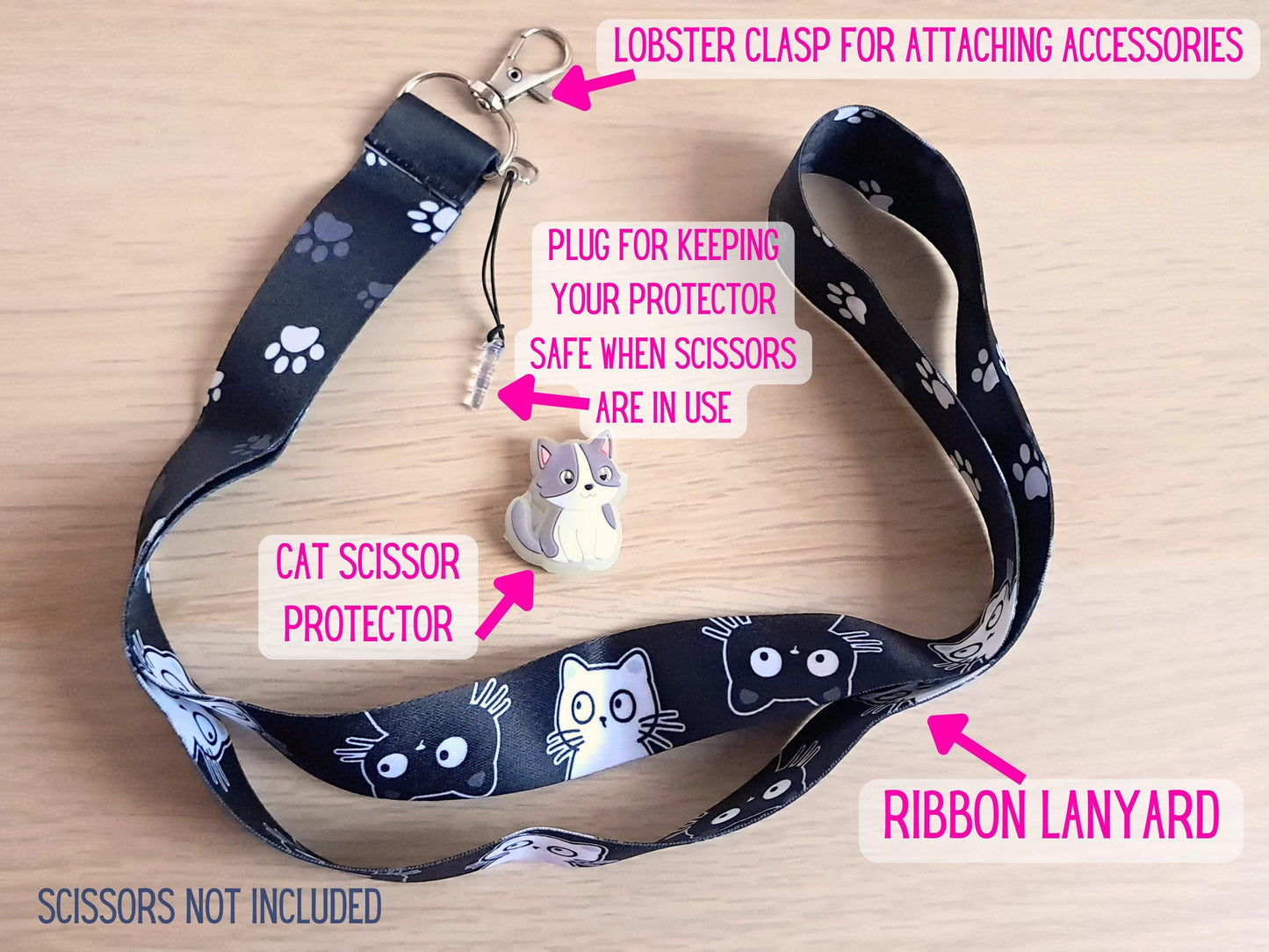 Cat Lanyard Scissor Protector Set