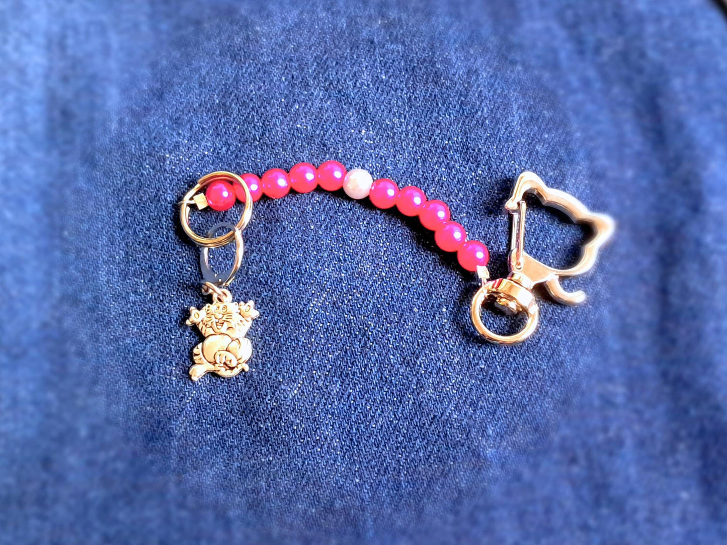 Pink Cat Scissor Fob And Stitch Marker Set
