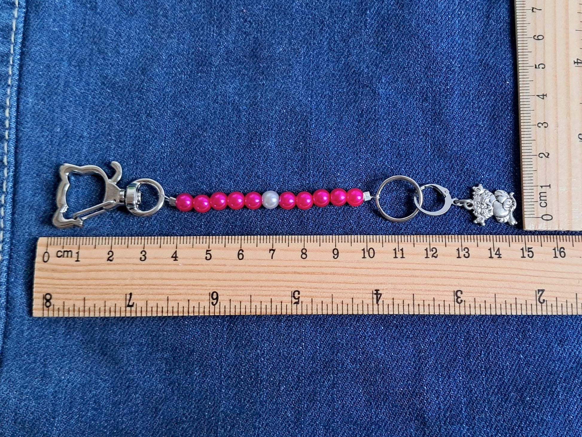 Pink Cat Scissor Fob And Stitch Marker Set