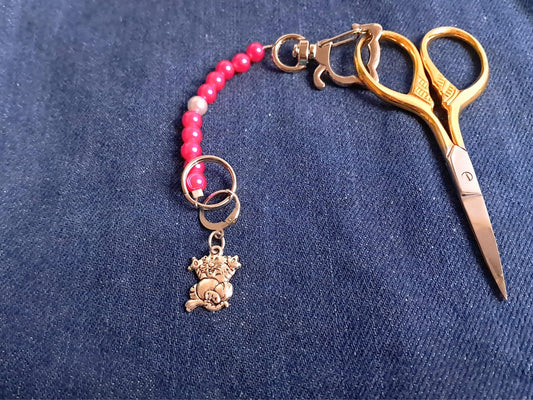 Pink Cat Scissor Fob And Stitch Marker Set