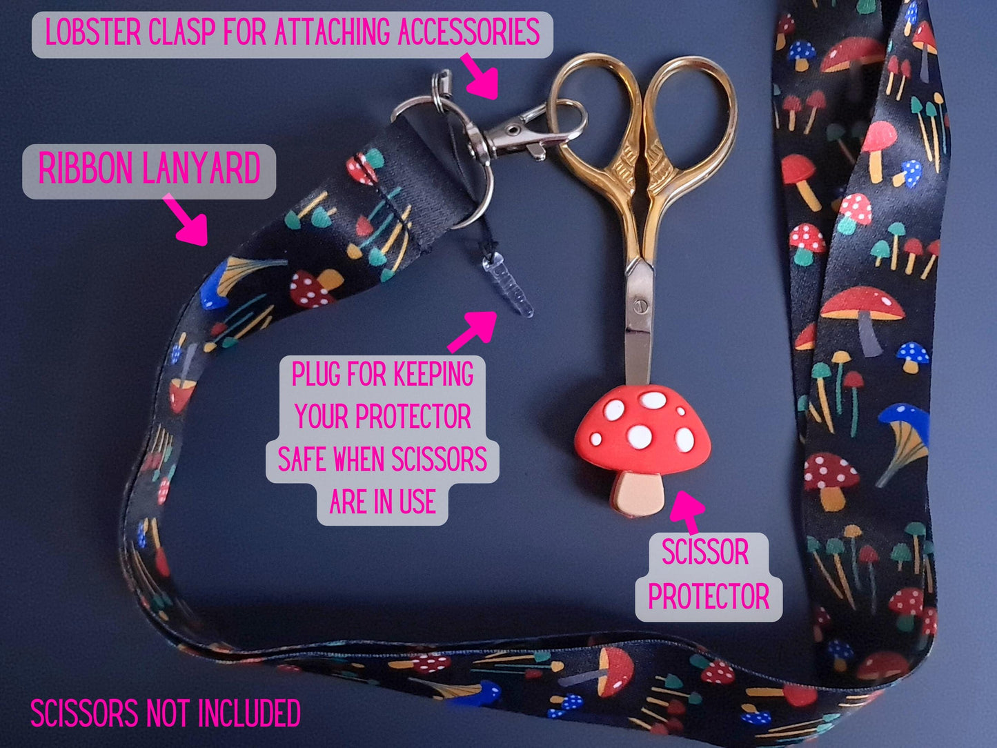 Toadstool Lanyard Scissor Protector Set