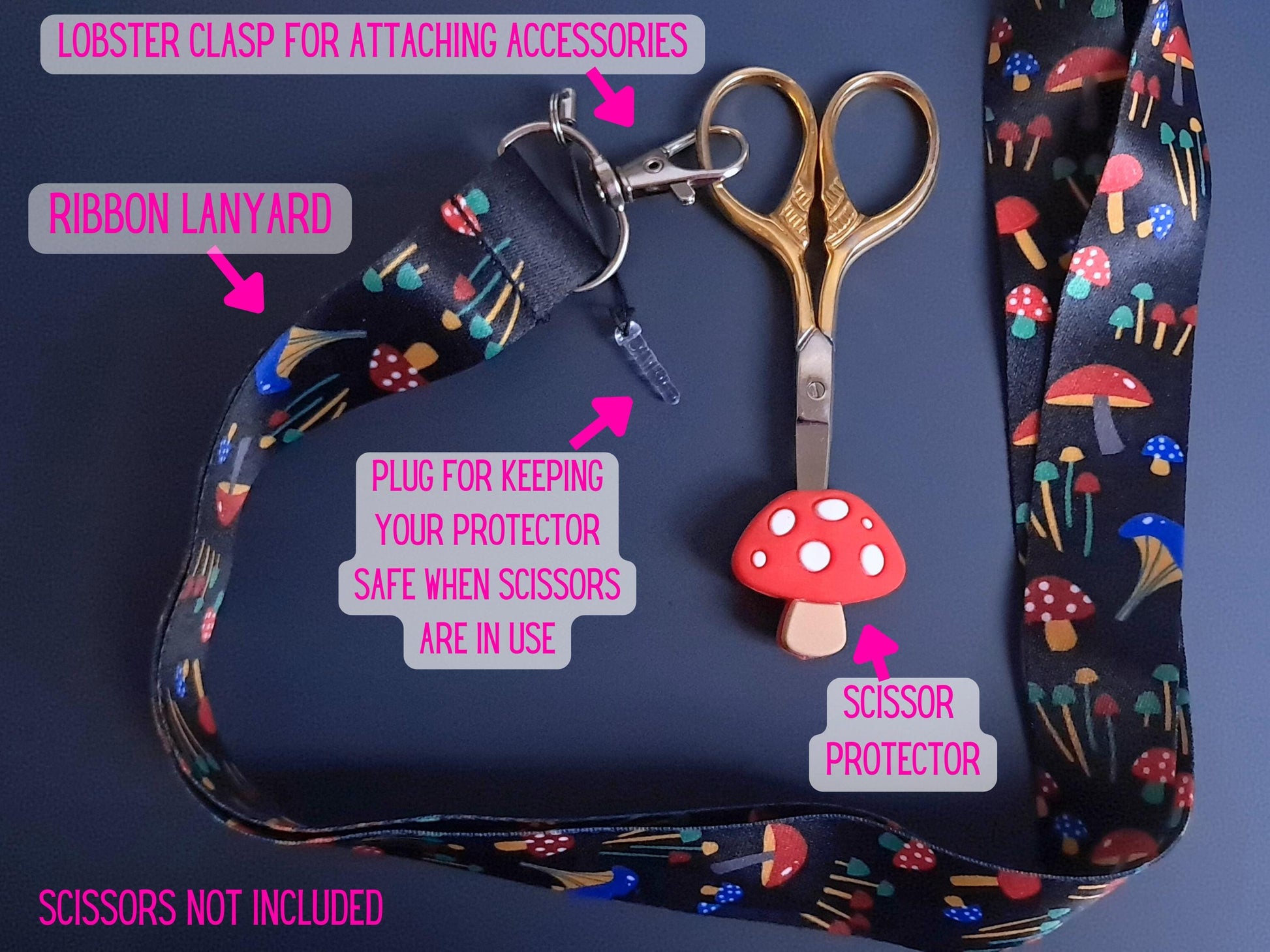 Toadstool Lanyard Scissor Protector Set