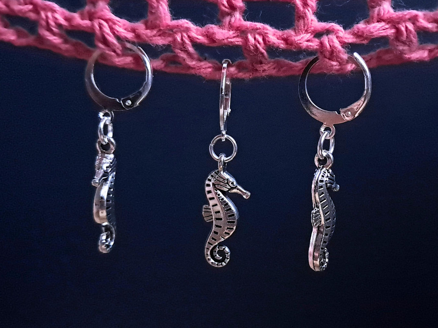Silver Seahorse Stitch Marker
