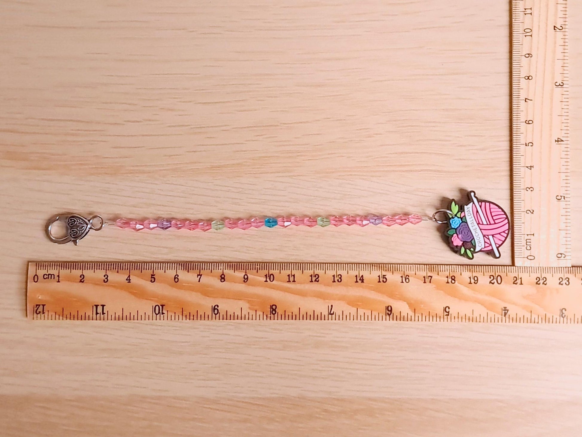Crochet All Day Yarn ball Scissor Fob with Protection Bead