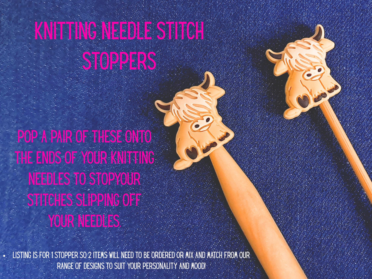 Highland Cow Silicone Bead Stitch Stopper