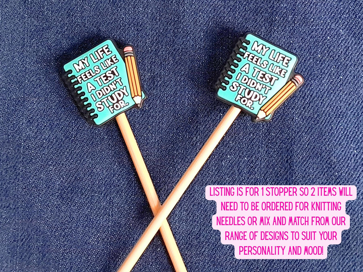 Funny Quote Silicone Bead Stitch Stopper, Scissor Protector, Knitting Needle Stopper, Crochet Project Saver, WIP Bag Tools Notion, Fiber Art
