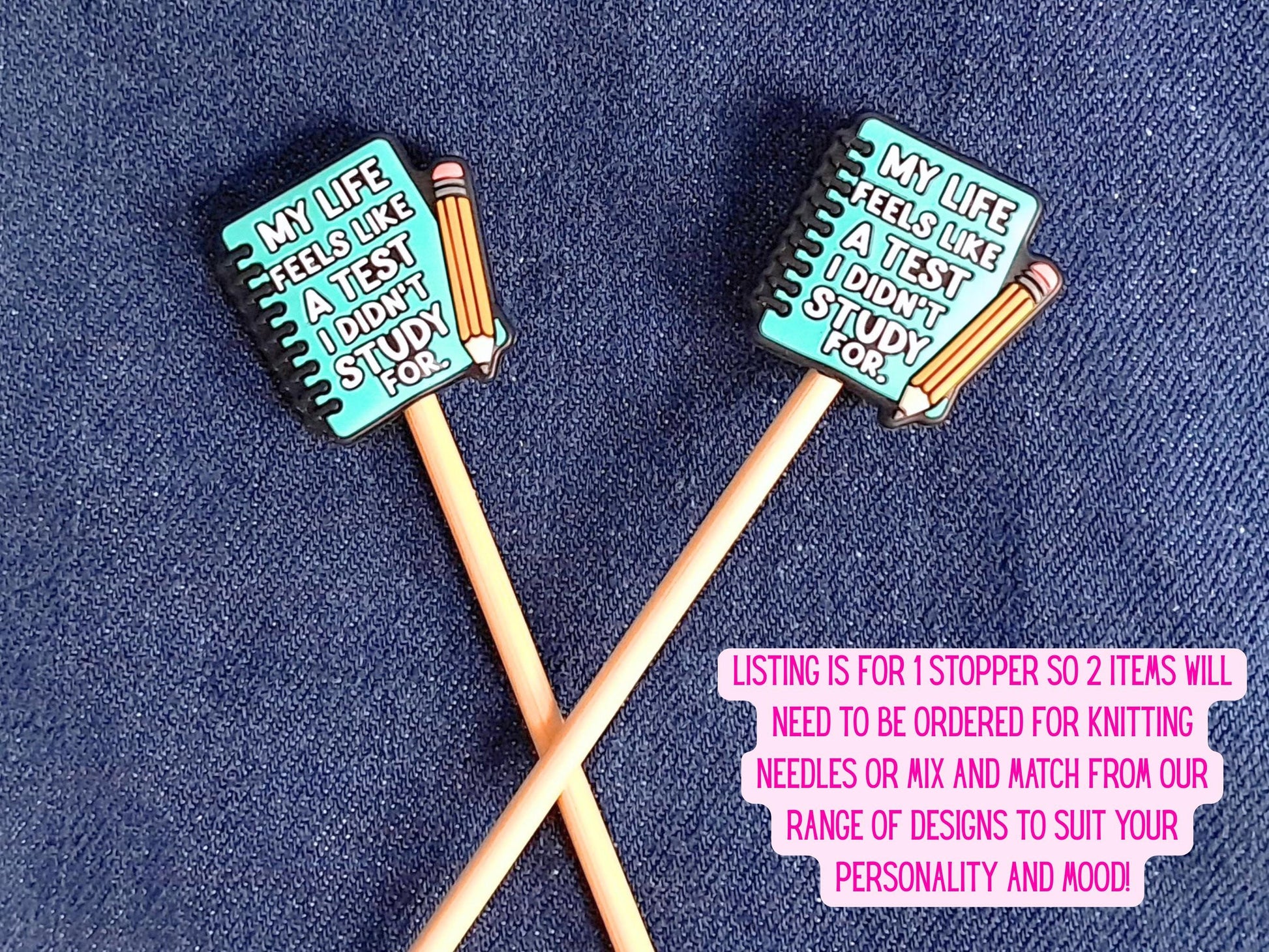 Funny Quote Silicone Bead Stitch Stopper, Scissor Protector, Knitting Needle Stopper, Crochet Project Saver, WIP Bag Tools Notion, Fiber Art