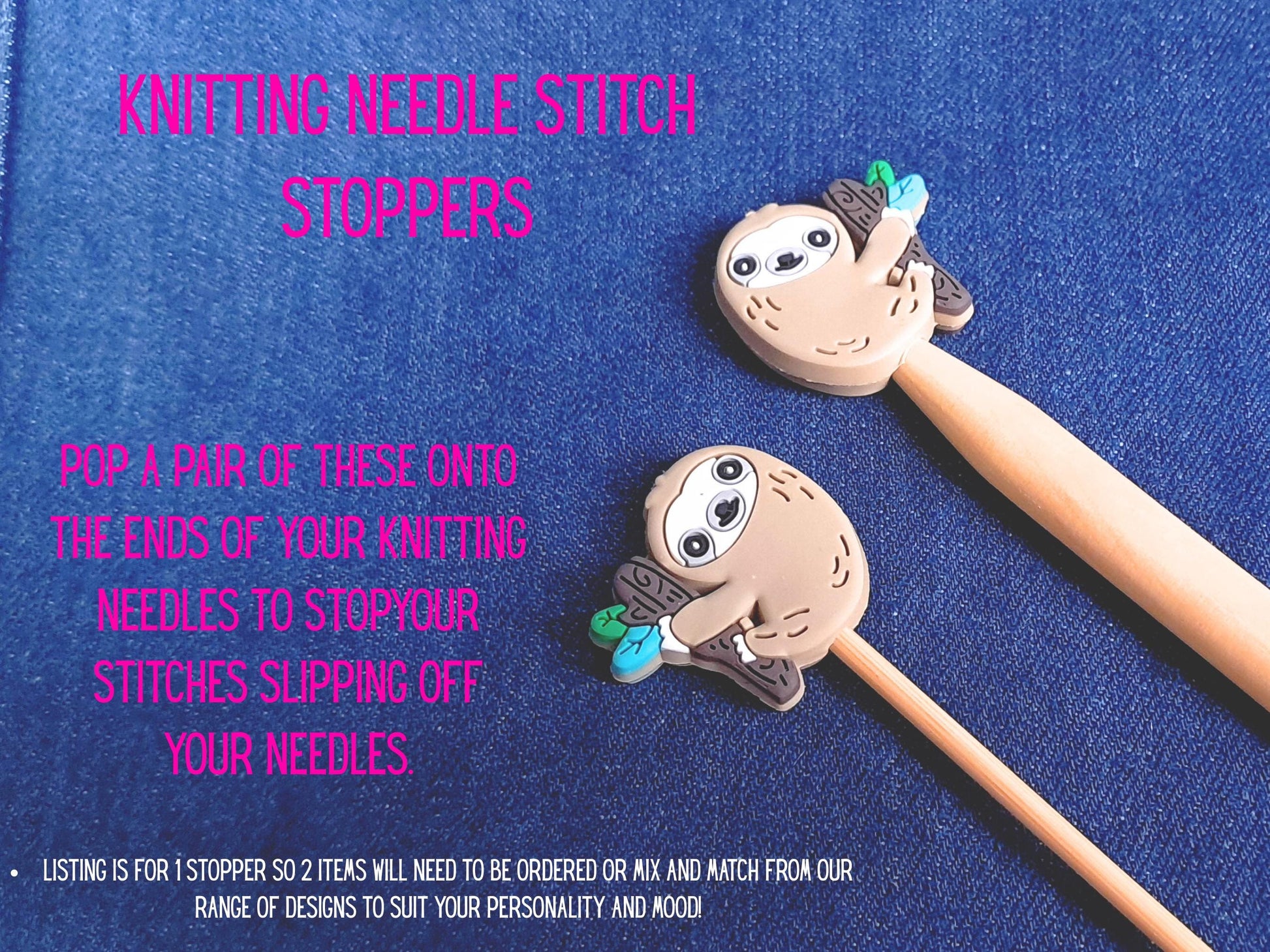 Sloth On Branch Silicone Bead Stitch Stopper