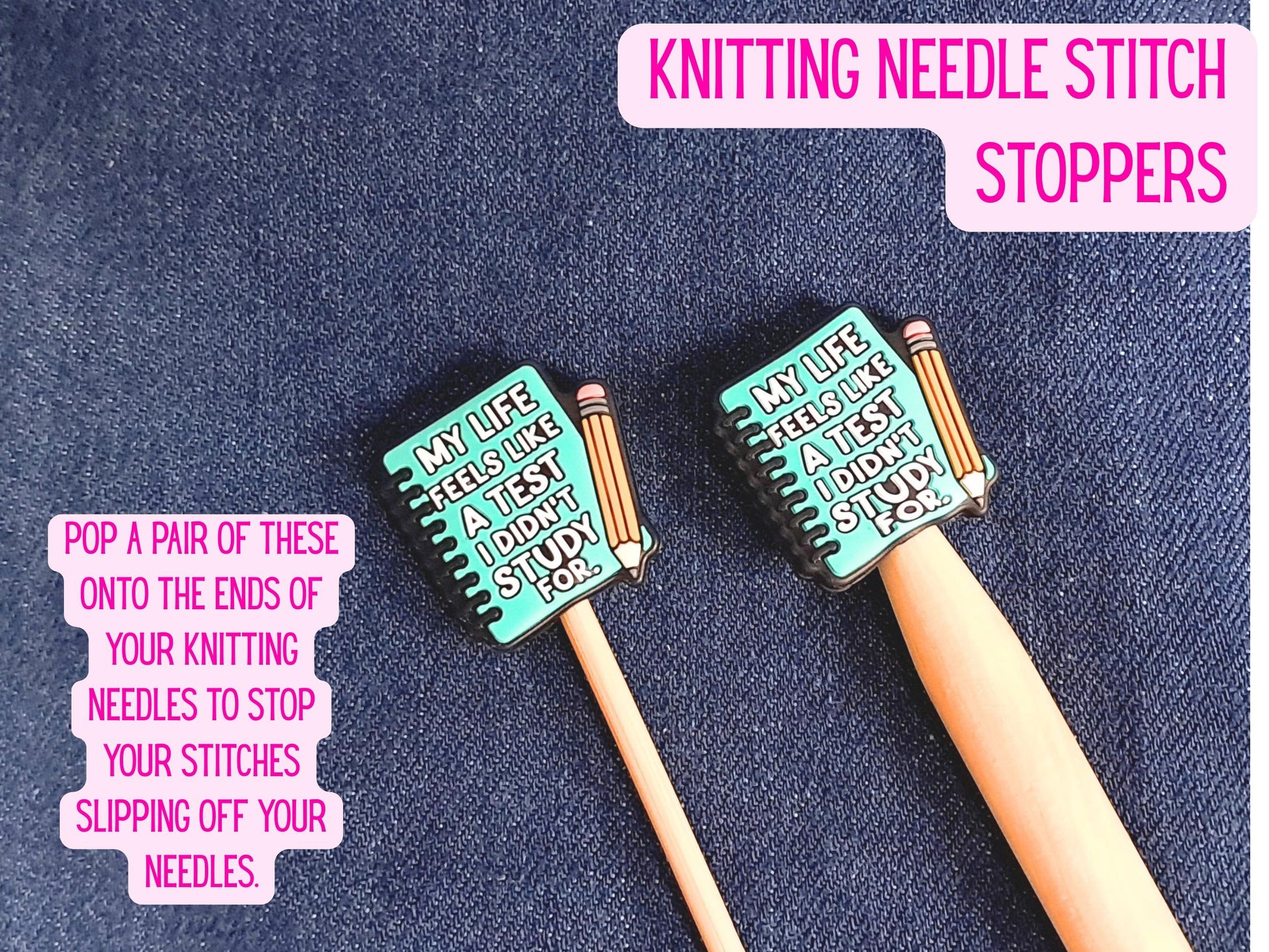 Funny Quote Silicone Bead Stitch Stopper, Scissor Protector, Knitting Needle Stopper, Crochet Project Saver, WIP Bag Tools Notion, Fiber Art
