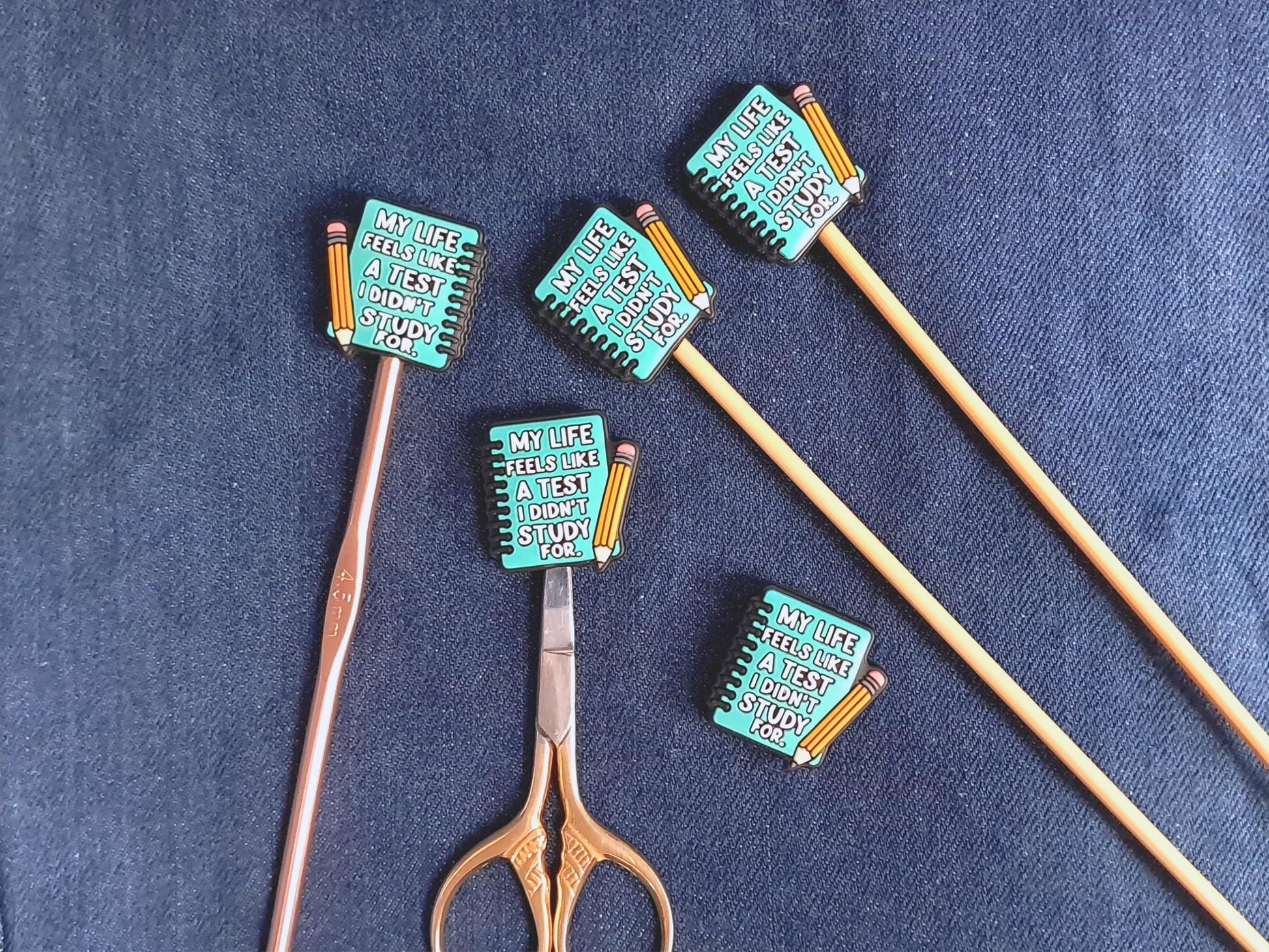 Funny Quote Silicone Bead Stitch Stopper, Scissor Protector, Knitting Needle Stopper, Crochet Project Saver, WIP Bag Tools Notion, Fiber Art