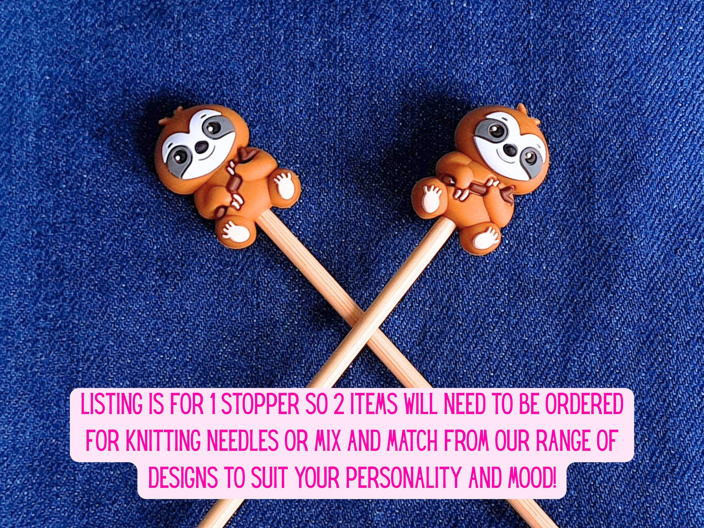 Sloth Silicone Bead Stitch Stopper (3D)