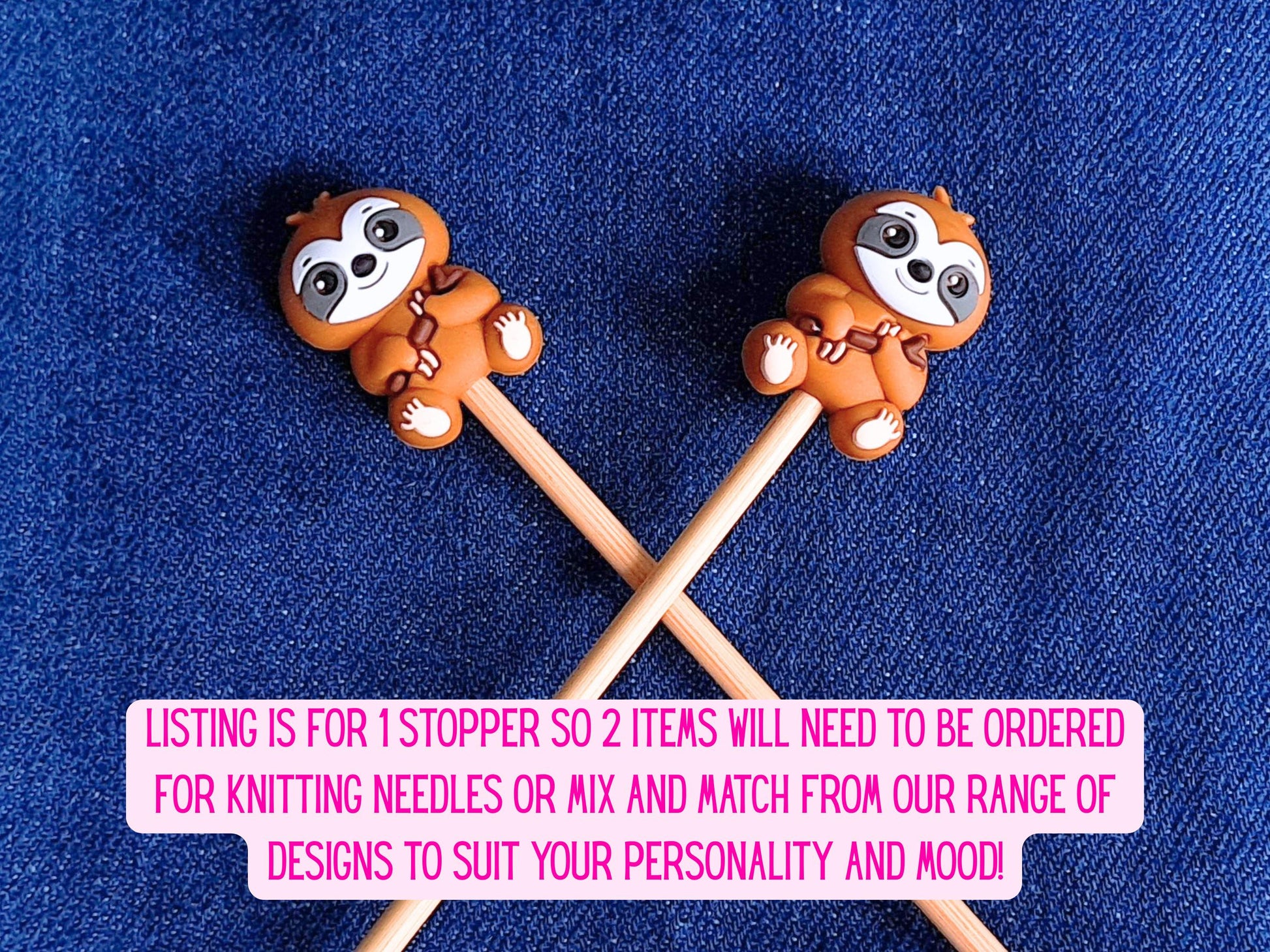 Sloth Silicone Bead Stitch Stopper (3D)