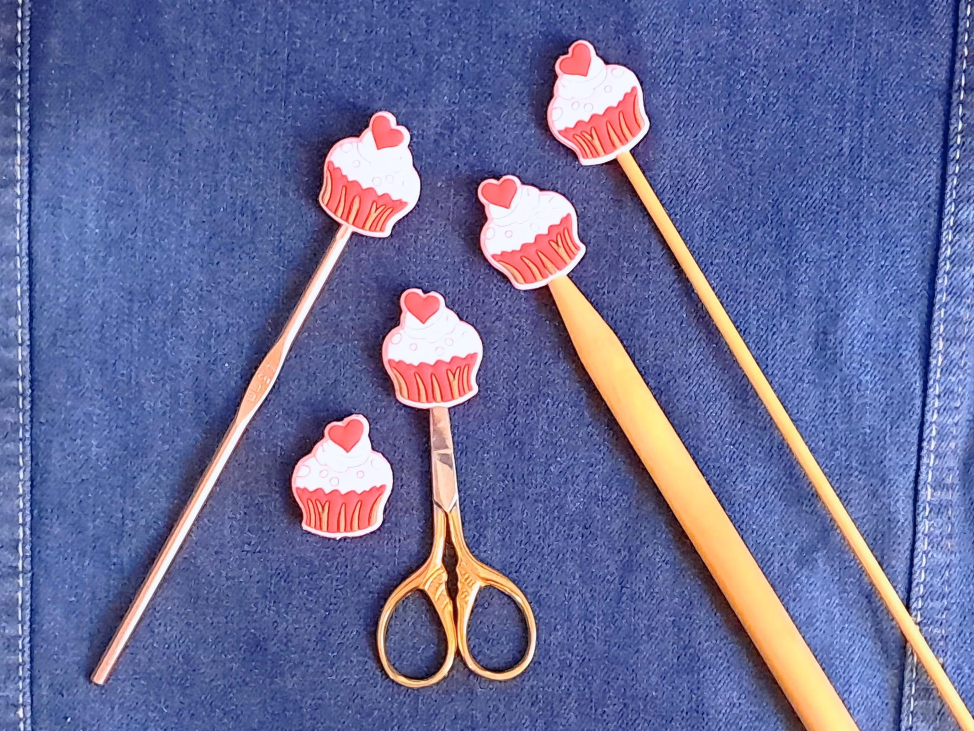Strawberry Cupcake Silicone Bead Stitch Stopper