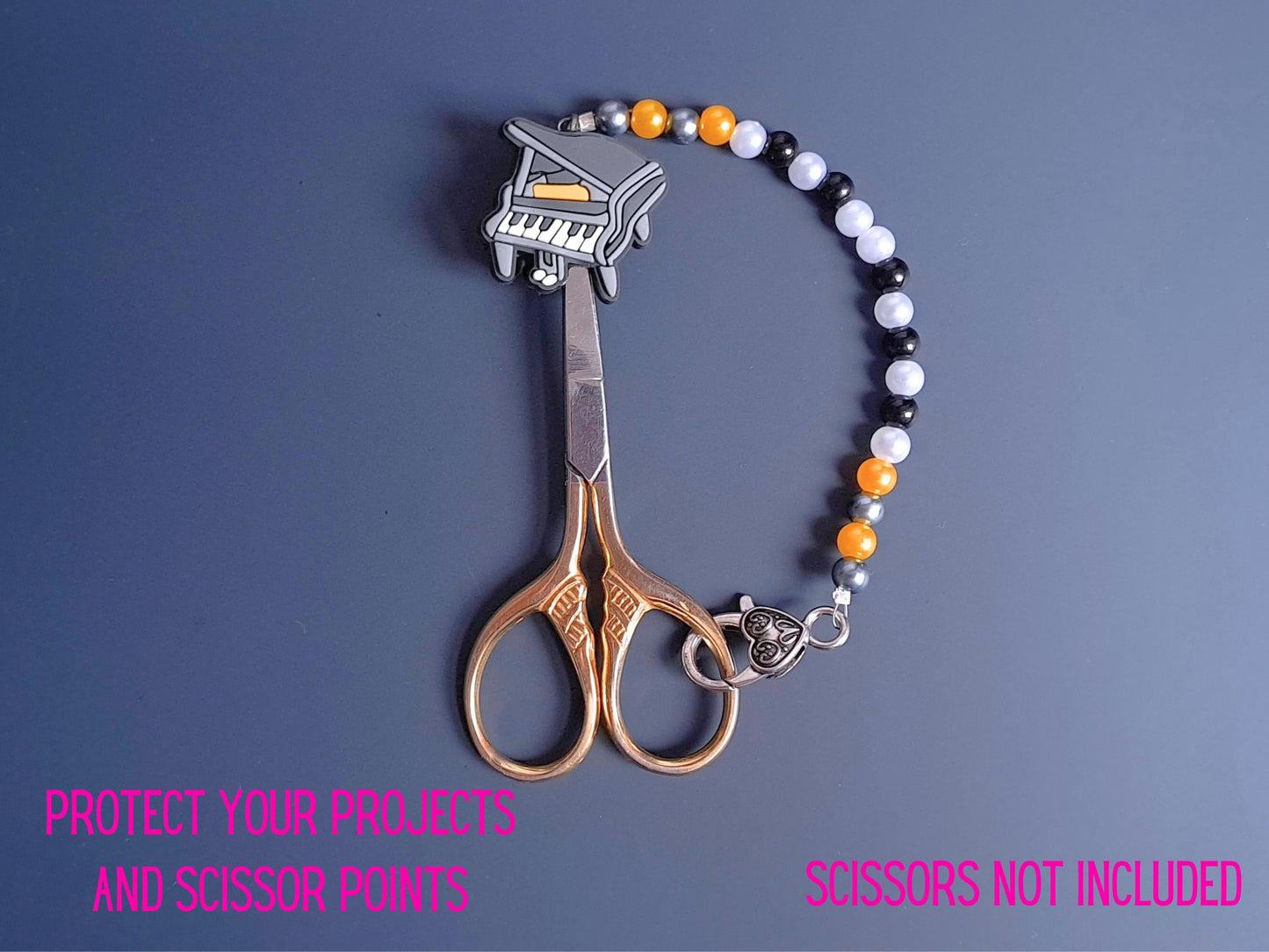 Piano Scissor Fob with Protection Bead